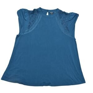 Torrid Green Blouse Size 3 Plus Polyester Stretch Laced Short Sleeve